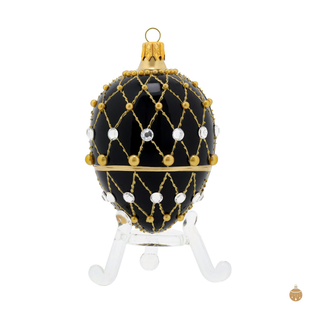 Faberge vejce černé s dekorem zlaté sítě 3